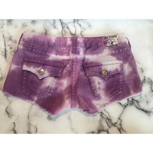 New True Religion Joey Cut-off Tie Dye Shorts